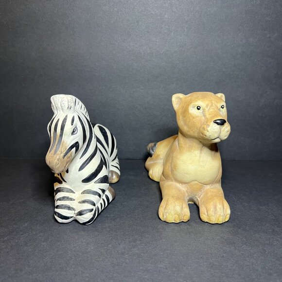 Vintage Set of 2 K's Collection Ceramic Safari Zebra & Lioness Animal Figures - Picture 2 of 8